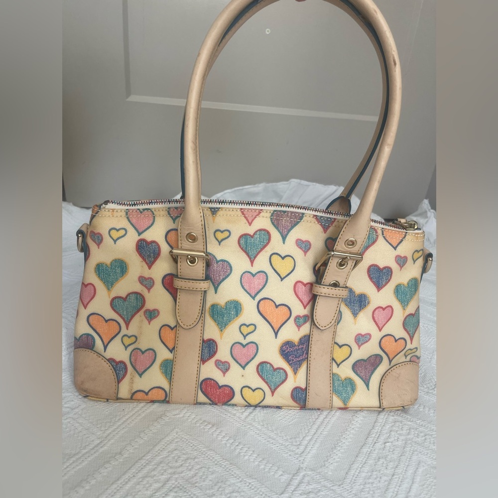 Vintage Dooney & Bourke RAINBOW ZIPPER heart shoulder bag - Picture 3 of 15